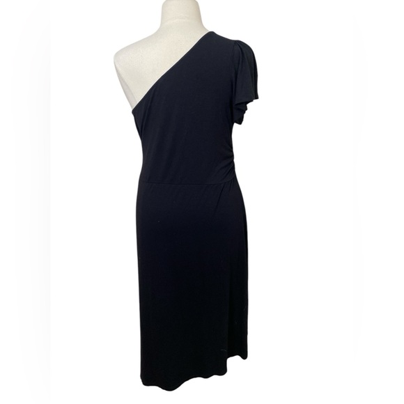 Fitted one shoulder asymmetric cutout stretch knit midi dress - Picture 5 of 7